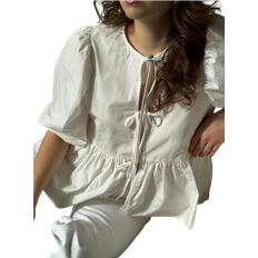 Shein Frenchy Women's Cardigan, Puff Sleeve Shirt, Women's Blouse With Bow Tie Belt