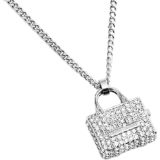 Marc Jacobs Necklaces Marc Jacobs The Pave Tote Bag Necklace - Silver/Transparent