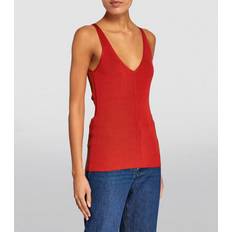 Satin Ribstrikket Tank Top Dame - Rød