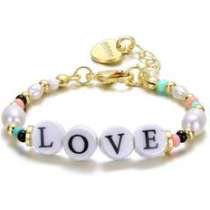 14k - Children Jewelry Rachel Glauber GigiGirl Kids 14k Gold Plated Beads With Freshwater Pearls And Love Tag Gold