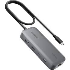 10 in 1 USB C Hub, 4K 60Hz HDMI Docking Station, USB C Video Data, 100W PD, 10Gbps 2 USB 3.2 C, 2 USB 3.0 A, RJ45 Ethernet, SD/TF, 50cm Cable, for Windows 7/10/11, Linux, MacOS 10.2, HB2030