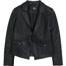 River Island Faux Leather Quilted Blazer - Black