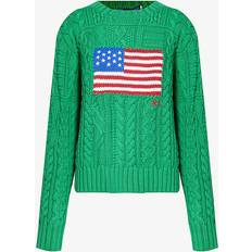 Polo Ralph Lauren Aran-Knit American Flag Sweater green