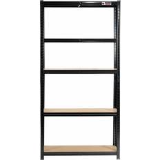 Plastic/Wood Shelving Systems Rhino Racking 5 Tier Black Shelving System 90x180cm