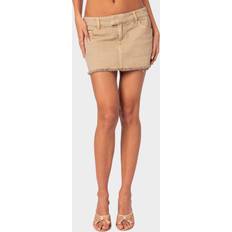 Beige Skirts Edikted Charli Frayed Denim Mini Skirt