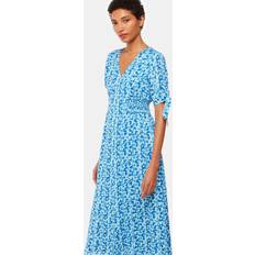 Clothing Whistles Hazy Coral Print Midi Dress, Blue/Multi