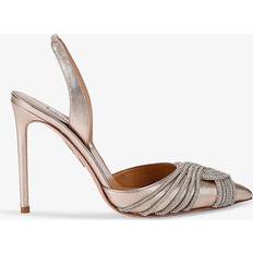 Aquazzura Metallic Leather Gatsby Slingback Pumps gold