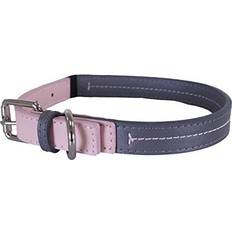 Pets Rosewood Baby pink & grey leather dog collar 18-22", L