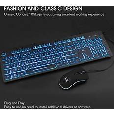 Rii wired keyboard mouse, rk105