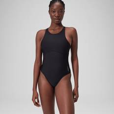 Grey Swimsuits Speedo Women's Solid Highneck Swimsuit Dark Grey