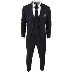 Truclothing im1 men's classic plain black piece suit