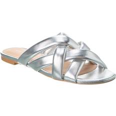 Silver Slides Stuart Weitzman Stuart Weitzman Crossover Leather Slide
