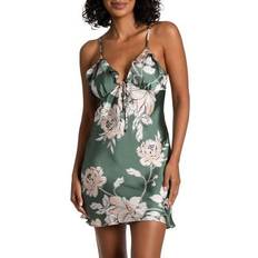 Green - Women Nightgowns Fiji Floral Print Ruffle Trim Satin Chemise