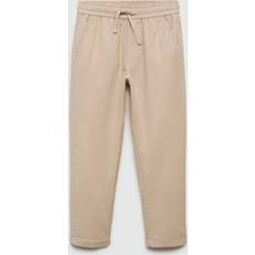 Linen Children's Clothing Mango Kids' Rai Drawstring Trousers, Light Pastel Brown