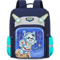 Dinamr Dark Blue Children Backpack Large Capacity Cartoon Animal Print Cute Fashion And Casual