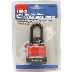 Security Hilka 70818040 40mm Long Shackle Weather Resist Padlock, Red &