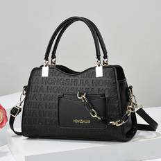 RYWOLT Black Letter Single Shoulder Multi Layered Handbag Large Capacity Fashion Commuting