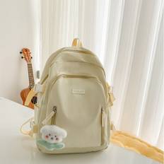 Solid Colours School Bags Dinamr Yellow Shoulder Backpack School Handbag Large Capacity Solid Color Simple And Casual