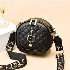 Dinamr Black Shoulder Single Crossbody Bag Ladies Fashionable Wide Strap Simple Versatile