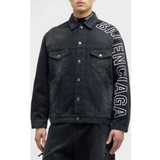 Balenciaga Unisex Jackets Balenciaga Outline Fit Jacket Black Unisex Cotton