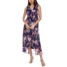 London Times Chiffon Faux Wrap Dress