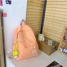 Solid Colours School Bags Dinamr Orange Shoulder Backpack School Handbag Universal Large Capacity Solid Color Simple