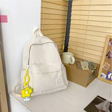 Solid Colours School Bags Dinamr White Shoulder Backpack School Handbag Universal Large Capacity Solid Color Simple