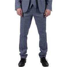 victor men's trousers tweed check gatsby blue