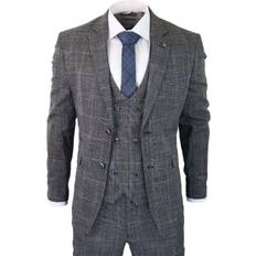 Suits on sale Infinity Leather Mens Piece Grey With Blue Check Classic Suit