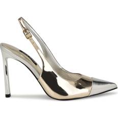 Shoes Nine West Fabele Pointy Toe Slingback Pumps Platino