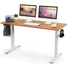 Costway 55 Inches Sit Stand Office with 3 Writing Desk