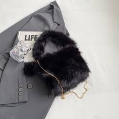 RYWOLT Black Single Shoulder Crossbody Bag Fashion Casual Delicate Cute Plush Girl Style