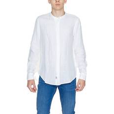 Blauer USA Blauer men's linen mandarin collar shirt in white