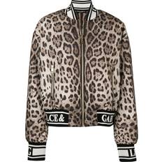 Dolce & Gabbana Brown Jackets Dolce & Gabbana leopard-print bomber jacket women Silk/Polyester/Polyester/Spandex/Elastane Brown