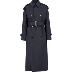 Burberry Grey Clothing Burberry Langer Trenchcoat Aus Wolle Mit Gürtel