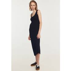 Flare Dresses H&M Ladies Black Textured jersey maxi dress