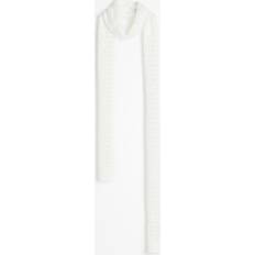 H&M Women Scarfs H&M Narrow Hole-knit Scarf White 90x5