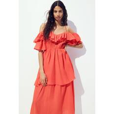 H&M Damen Cold-Shoulder-Kleid Orange