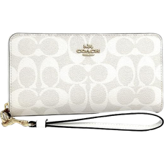 Coach Long Zip Around Wallet In Signature Canvas - Gold/Chalk/Glacier White