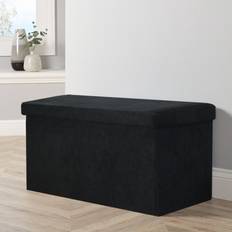 Black Storage Benches Home Source Corduroy Folding Black Storage Bench 76x38cm