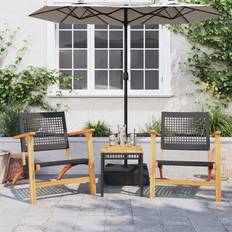 Rattan Set da Bistrot vidaXL 3 pz Nero in Polyrattan e Legno Massello Acacia Set da Bistrot, 1 Tavolo incluso 2 Sedie