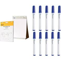 KAV Tabletop Self Stick Flipchart Paper Pad with Dry Erase Pens Blue