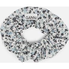 Women Hair Ties Ganni Floral-Print Cotton Scrunchie Blue