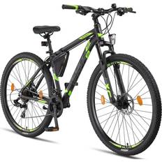 Vélos Licorne Bike Effect Premium Mountain Bike 29 Inch, 21 Speed Gear - Black/Lime Men's Bike