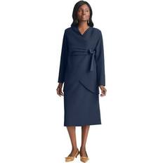 Jessica London Suits Jessica London Plus Women's 2-Piece Wrap Jacket Skirt Suit in Navy Size 24