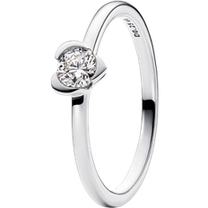 Silver - Solitaire Rings Pandora Talisman Lab Grown Heart Ring - Silver/Diamond