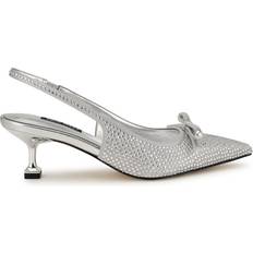 Nine West Wunder Bow Slingbacks Silver