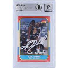 Fleer Karl Malone Utah Jazz Autographed 1986-87 White Ink #68 Beckett Fanatics Witnessed Authenticated Rookie Card