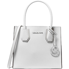 Michael Kors Mercer Medium Pebbled Leather Crossbody Bag - Optic White