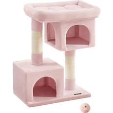 Pets Feandrea Cat Tree with 2 Cat Caves, Jelly Pink